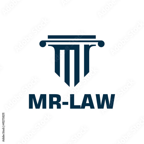 Mr lettering attorney pillar mr law simbol design exclusive inspiration