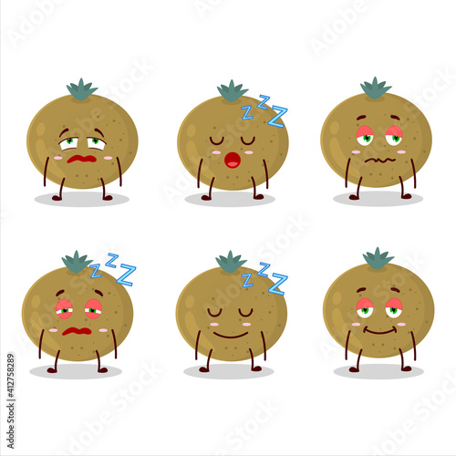 Cartoon character of ceylon gooseberry with sleepy expression
