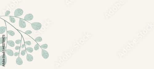 Floral web banner with drawn color exotic monstera leaves. Nature concept design. Modern floral compositions with summer branches. Vector illustration on the theme of ecology, natura, environment