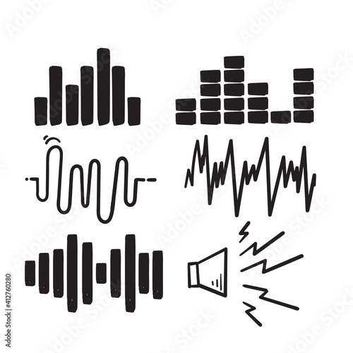 hand drawn doodle audio wave icon illustration symbol isolated