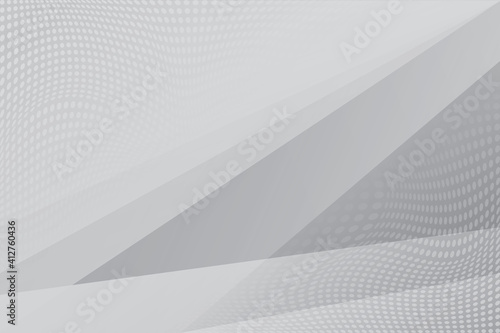 Abstract geometric white and gray color background with halftone effect. Vector illustration.