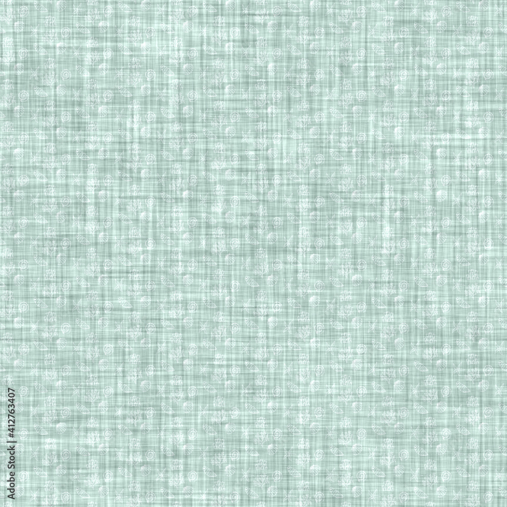 Aegean teal mottled patterned linen texture background. Summer coastal living style home decor fabric effect. Sea gr