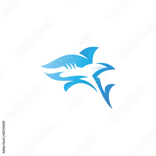 Abstract Shark Fish Mascot Logo