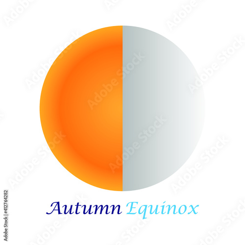 Equinox half moon half sun,Vector illustration.