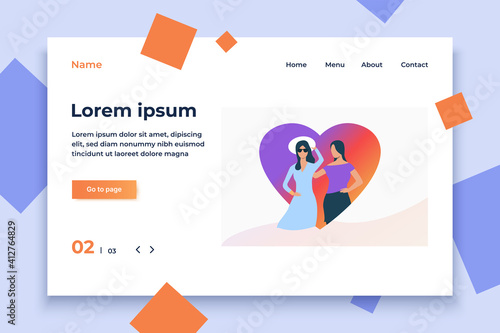 Lesbian couple in heart. Diversity, discrimination, love concept. Vector illustration can be used for topics like tolerance, homophobia, social rights