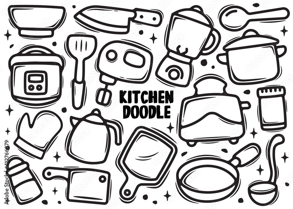 kitchen hand drawn doodle element vector kitchen hand drawn doodle element vector