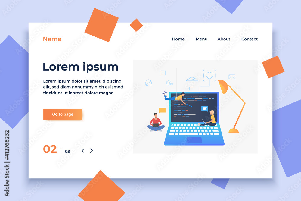 Vecteur Stock Laptop and people using computer apps vector illustration