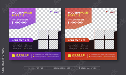 Modern home for sale social media post template