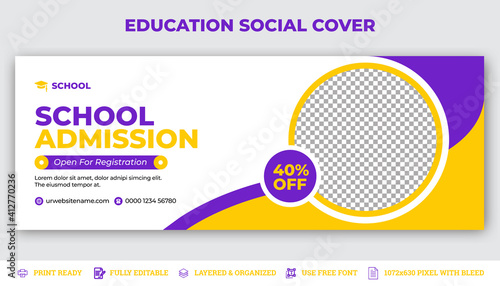 Back to school Facebook cover template & Social media web banner template, Web banner template design.