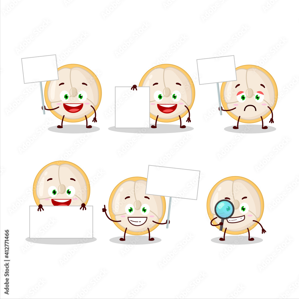 Slice of burmese grapes cartoon character bring information board Slice of burmese grapes cartoon character bring information board