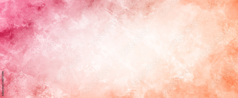 Pink and orange background with white center and watercolor painted texture design on border, elegant soft gradient grunge design Pink and orange background with white center and watercolor painted texture design on border, elegant soft gradient grunge design