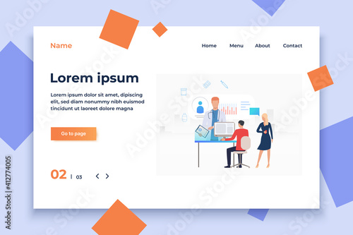 Man and woman accessing medical website vector illustration. Medical service, electronic medical card, healthcare app. Medical app concept. Creative design for layouts, web pages, banners
