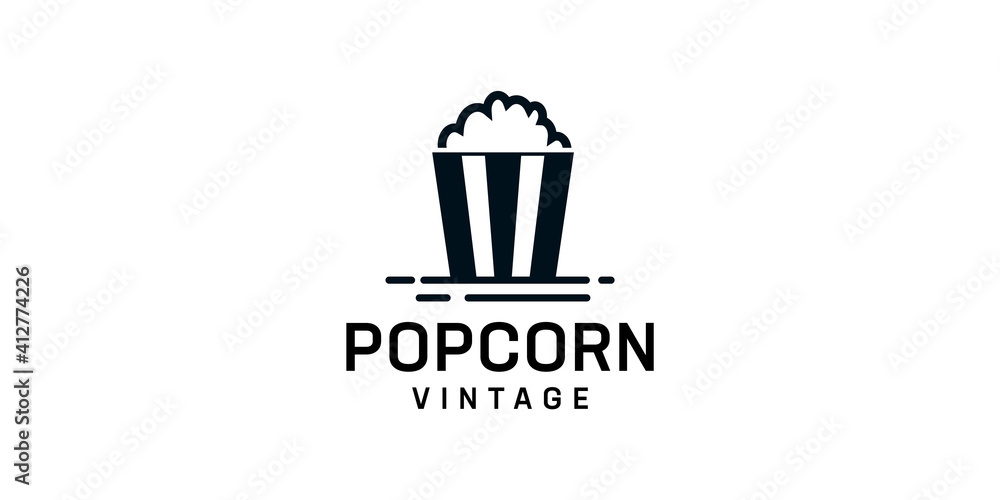 Food popcorn vintage black logo design inspiration