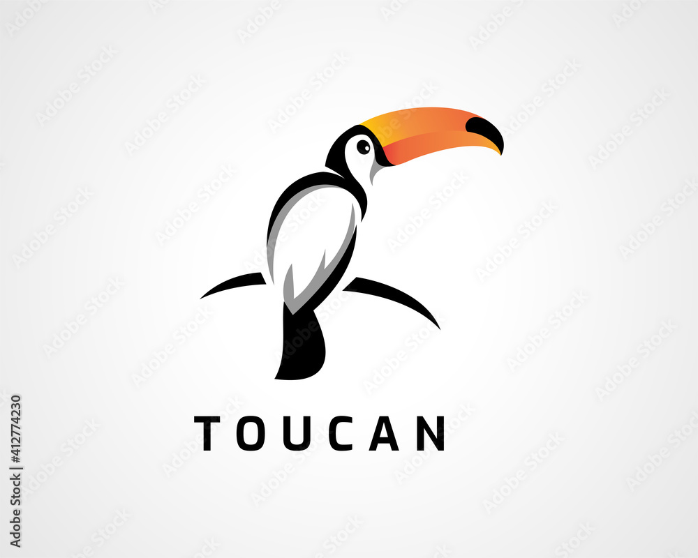 Obraz premium drawing art style toucan bird logo icon symbol design illustration inspiration