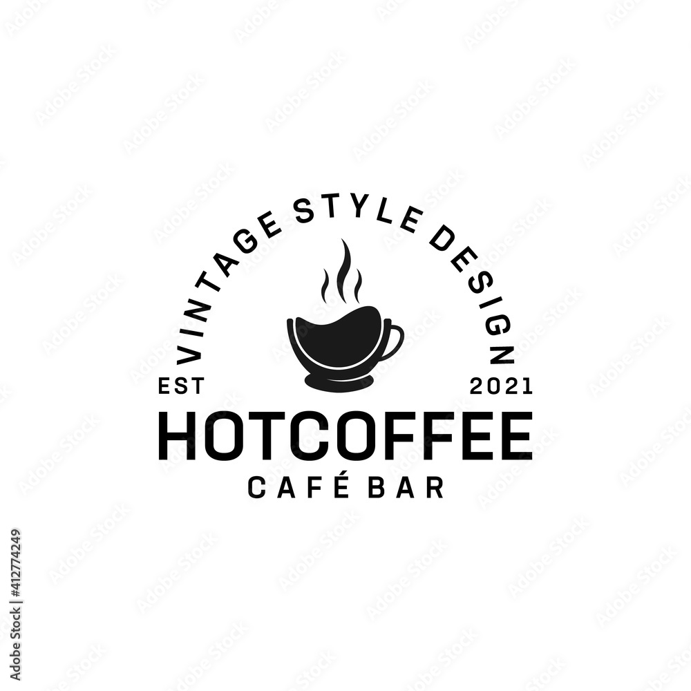Vintage hot coffee retro vintage logo design inspiration