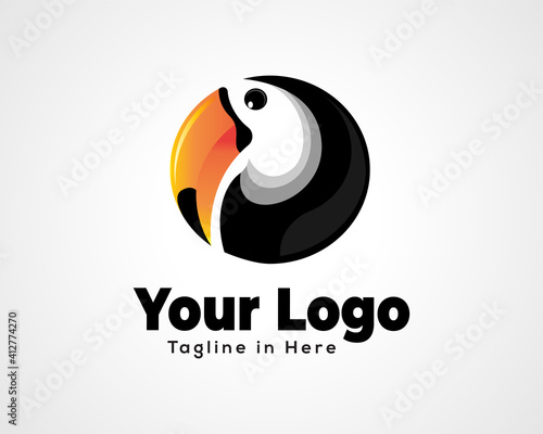 circle forming toucan bird logo icon symbol design illustration inspiration
