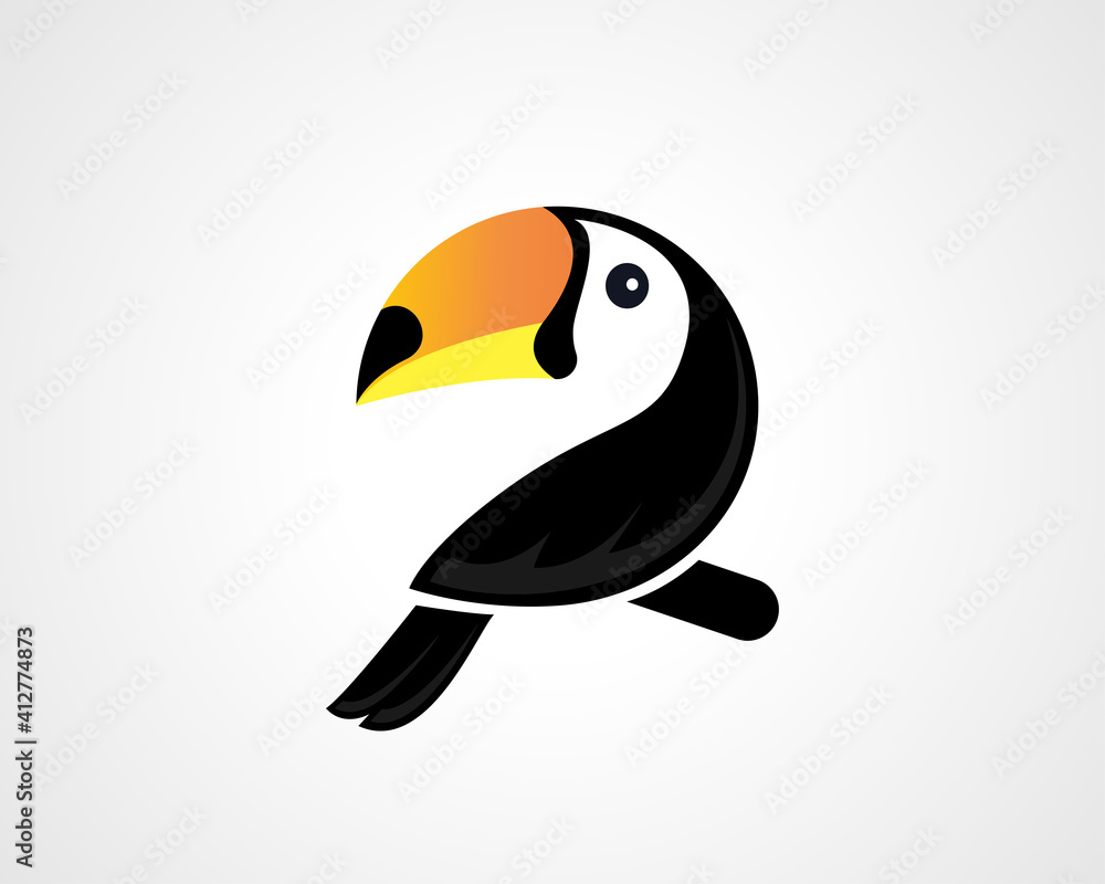 Naklejka premium Simple toucan bird modern art style logo icon symbol design inspiration illustration
