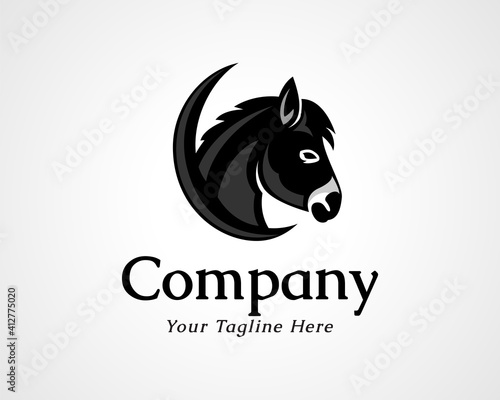 Simple elegant head donkey horse logo icon symbol design illustration inspiration