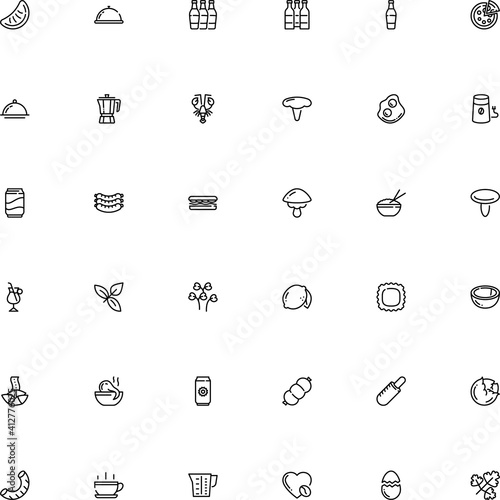 icon vector icon set such as: italian cuisine, rice, glassware, tequila, whiskey, toast, omelet, cookware, cress, lid, wild, coral milky cap, hot-dog, banner, aliment, basil, wish, submarine, fat
