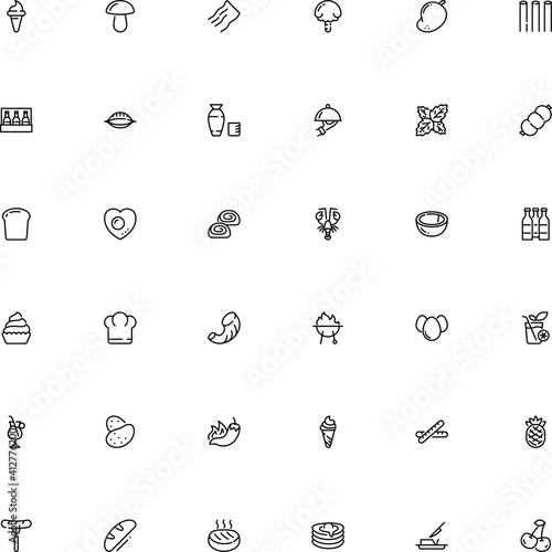 icon vector icon set such as: print, thin, chef uniform, season, collection, irish, soft, baguette, korea, grain, sea, waiter, glyph, vanilla, pappardelle, sandwich, chicken, cochiglie, accessory