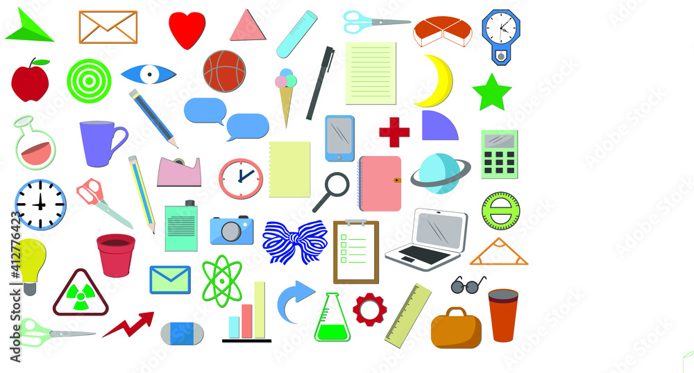 vector set of icons often seen in school vector set of icons often seen in school
