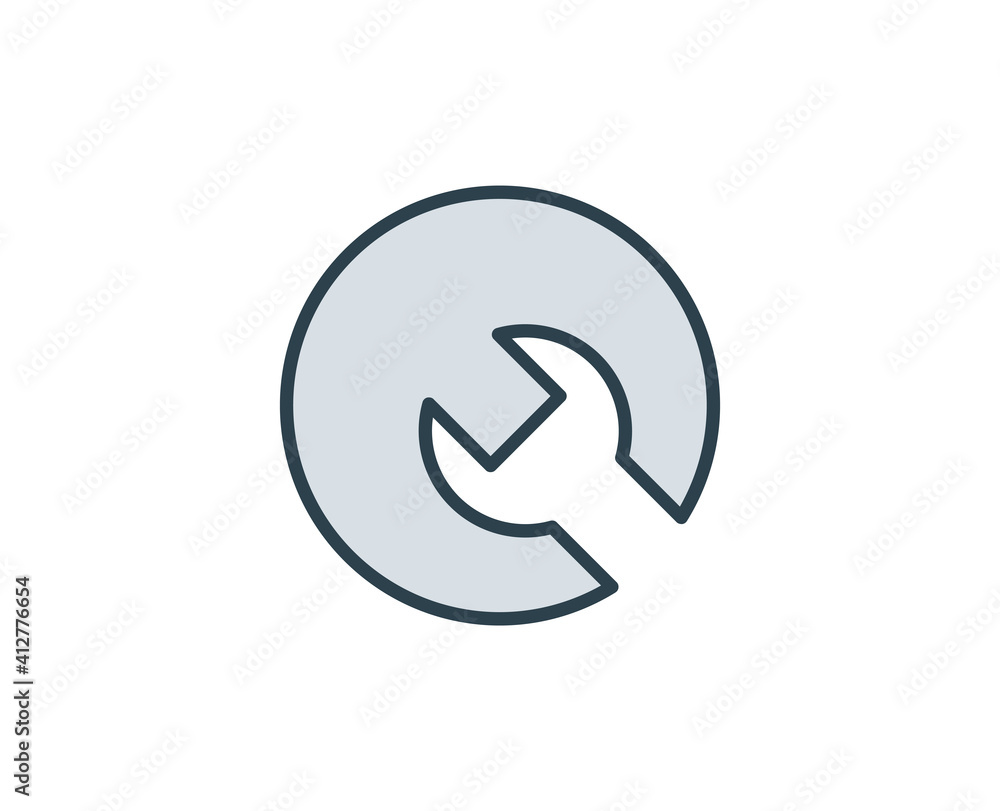 Wrench flat icon. Single high quality outline symbol for web design or mobile app. House thin line signs for design logo, visit card, etc. Outline pictogram EPS10 Wrench flat icon. Single high quality outline symbol for web design or mobile app. House thin line signs for design logo, visit card, etc. Outline pictogram EPS10
