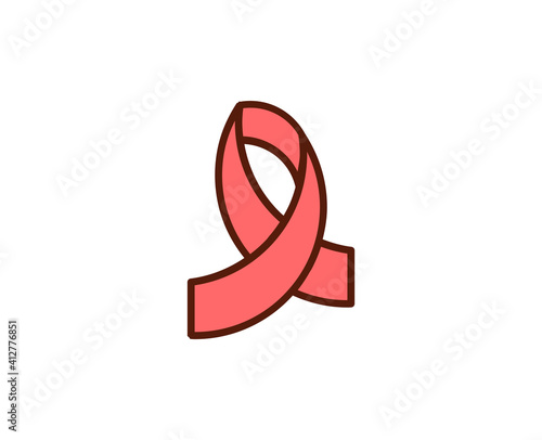 Cancer ribbon flat icon. Thin line signs for design logo, visit card, etc. Single high-quality outline symbol for web design or mobile app. Medical outline pictogram.