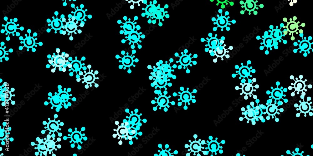 Dark blue, green vector texture with disease symbols.