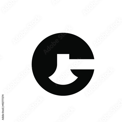 capital letter G C with axe initial black logo concept template vector illustration design isolated background