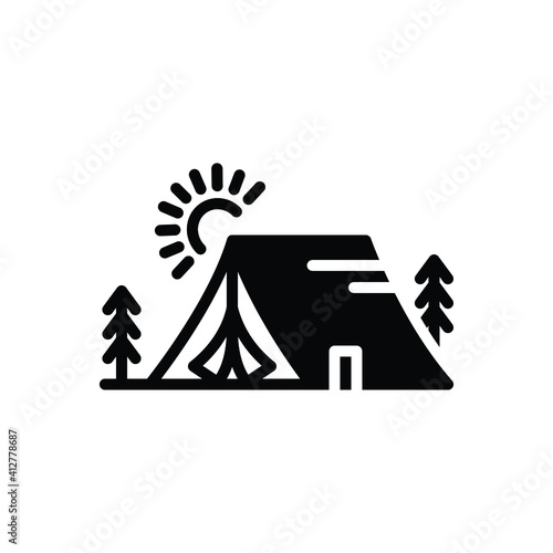Black solid icon for tent