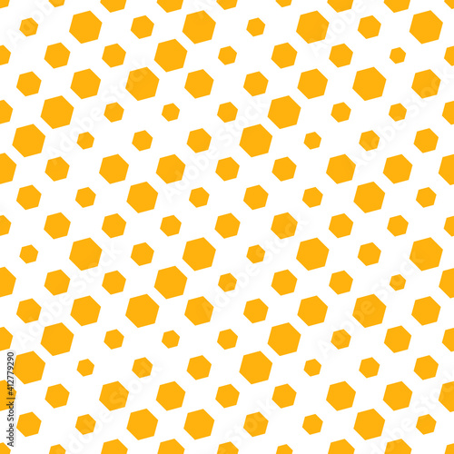 Seamless pattern with color honeycomb shapes on white background. Template texture for invitation, poster, card, banner, announcements and others. Vector illustration.