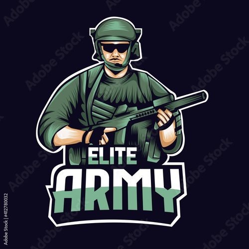 sniper elite army mascot logo template. easy to edit and customize