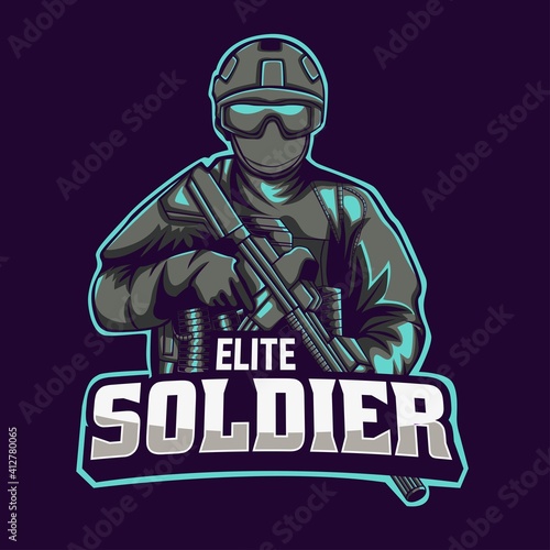 soldier esport and mascot logo template. easy to edit and customize