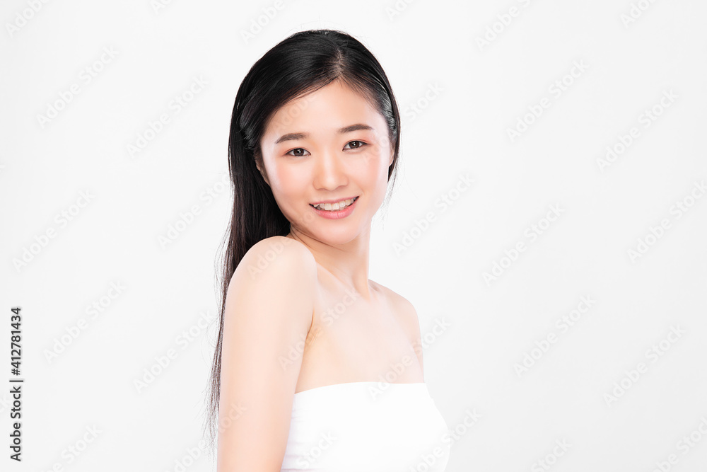 Beautiful young asian woman with clean fresh skin on white background, Face care, Facial treatment, Cosmetology, beauty and spa, Asian women portrait Beautiful young asian woman with clean fresh skin on white background, Face care, Facial treatment, Cosmetology, beauty and spa, Asian women portrait
