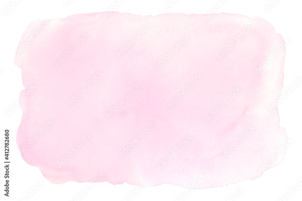 Pink watercolor splash background. Abstract hand drawn paint textured blot stain spot blob isolated on white background