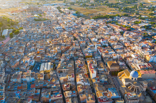 Aerial view of the city Yecla. Province of Murcia. Spain