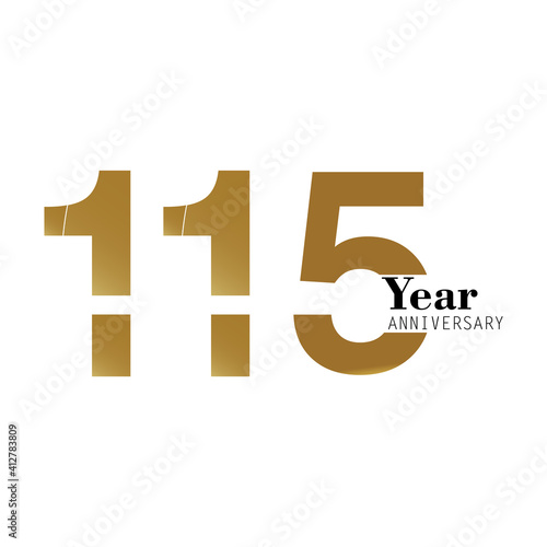 115 Year Anniversary Logo Vector Template Design Illustration gold and white photo