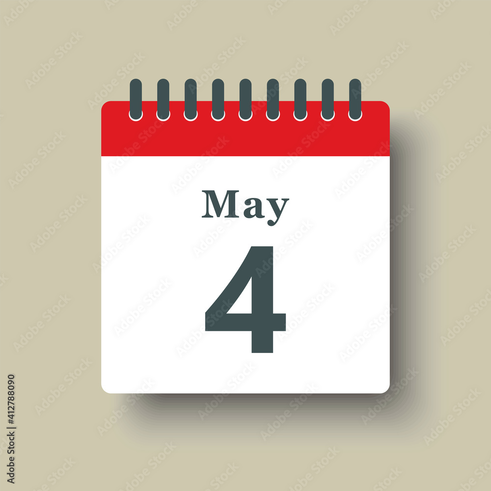 Icon day date 4 May, template calendar page Icon day date 4 May, template calendar page