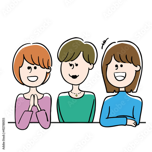 女性　会話　イラスト