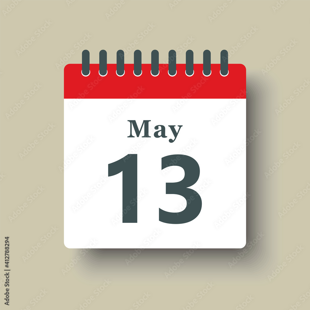 Icon day date 13 May, template calendar page Icon day date 13 May, template calendar page