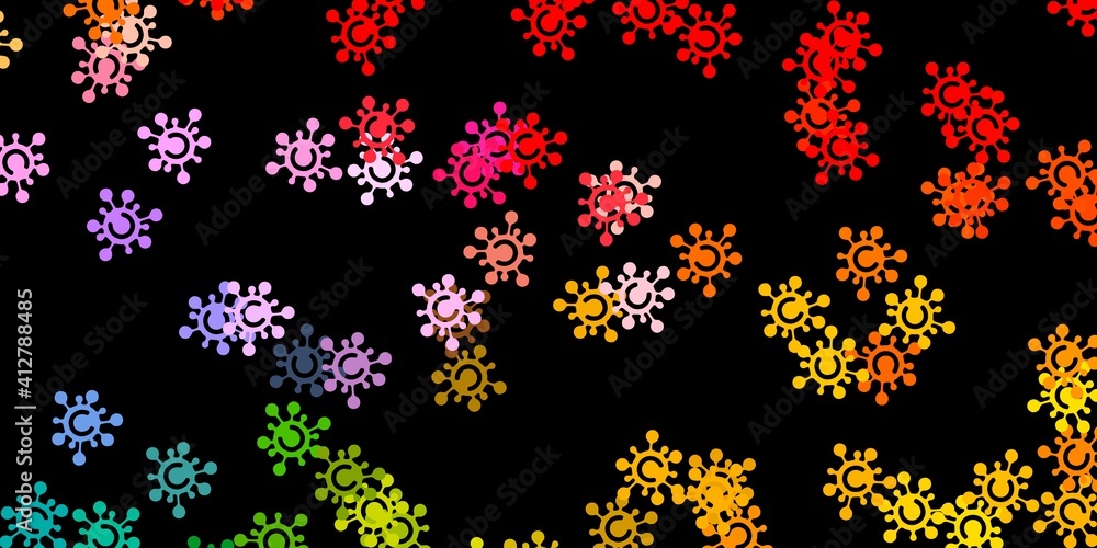 Dark multicolor vector texture with disease symbols.