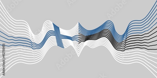 Image relative to politic and economic relationship between Finland and Estonia. National flags. Teamwork concept.