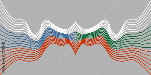 Image relative to politic and economic relationship between Russia and Bulgaria. National flags. Teamwork concept.