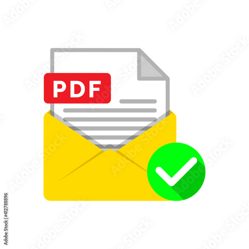 send with PDF file via email concept illustration flat design vector eps10, simple and modern style graphic element for icon, infographic, empty state app or web ui
