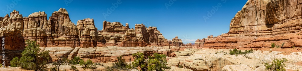 Panorama view of canyons, mesas and buttes nature in canyonlands national park in Utah, America