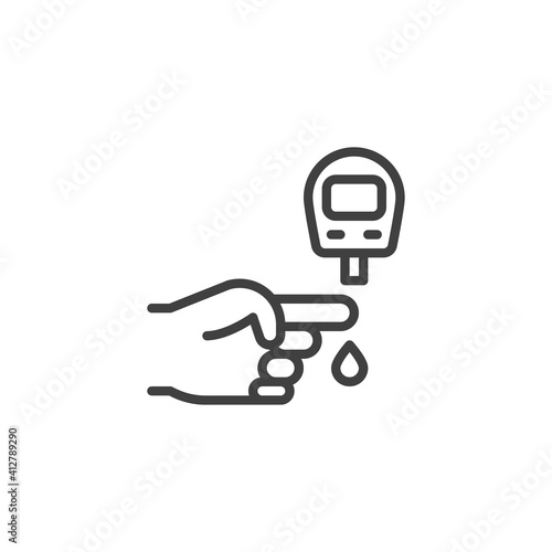 Blood sugar test line icon. linear style sign for mobile concept and web design. Diabetes glucose meter outline vector icon. Symbol, logo illustration. Vector graphics