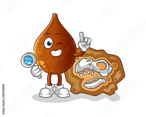 thorny palm archaeologists with dinosaur fossils mascot. cartoon vector