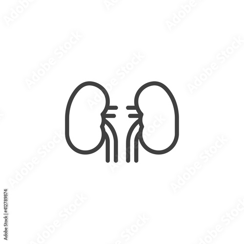 Human kidney line icon. linear style sign for mobile concept and web design. Kidney organ outline vector icon. Symbol, logo illustration. Vector graphics