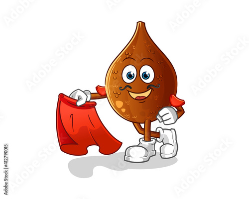 thorny palm matador with red cloth illustration. character vector