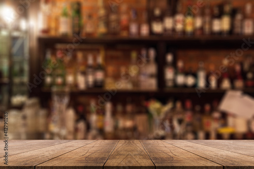  3D rendering, wooden top table on isolate blur background